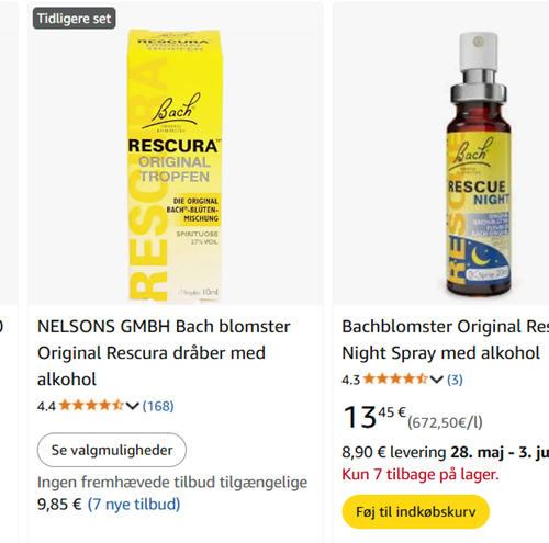 Original Rescue Remedy og sprayen hos Amazon